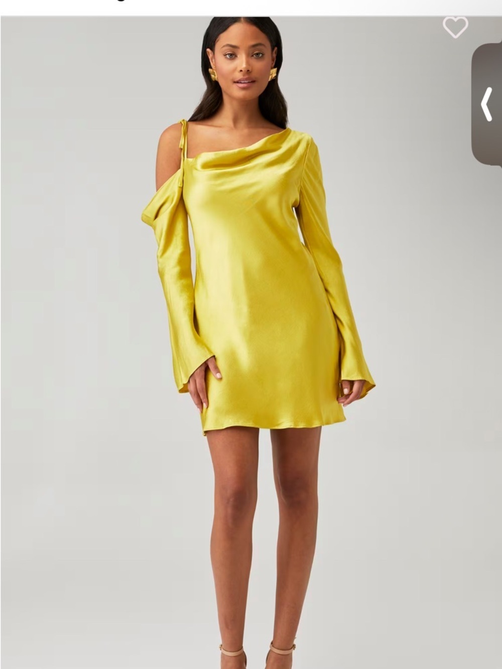 Shona Joy Sofia Asymmetrical Mini Dress Yellow Satin Size 4 Wedding Guest - Picture 2 of 6